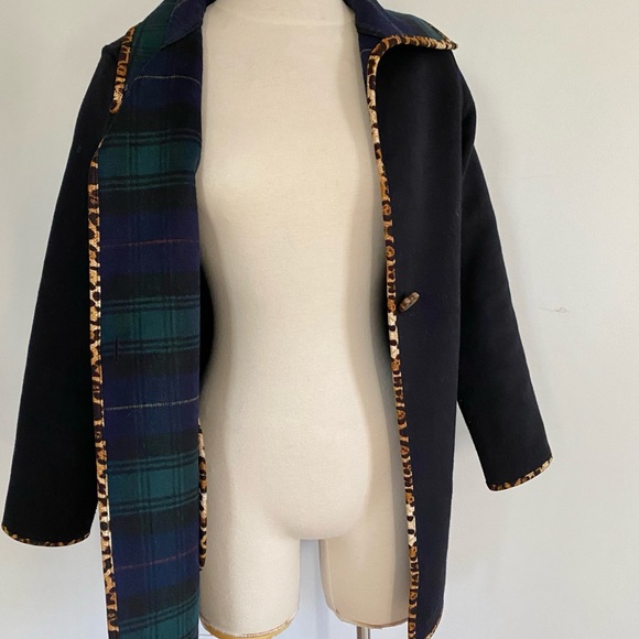 Soft Surroundings Reversible Plaid Leopard Wool Coat - Picture 6 of 8